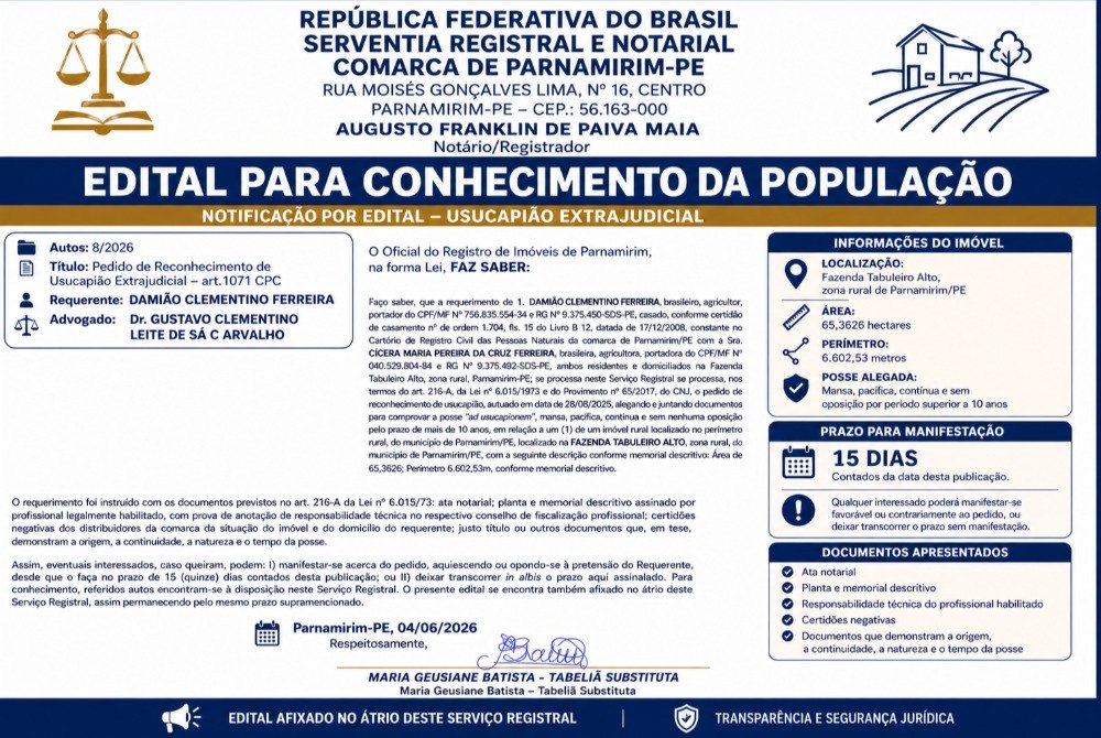 SERVENTIA NOTARIAL E REGISTRAL DE PARNAMIRIM
