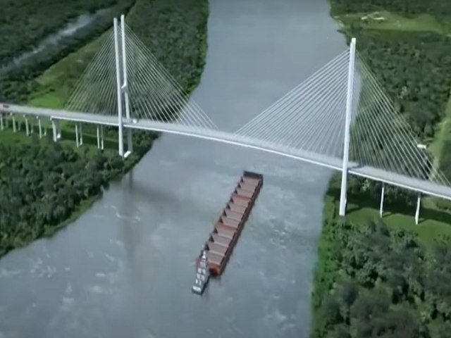 Comeou a montagem das vigas do viaduto de acesso  terceira ponte entre Brasil e Paraguai