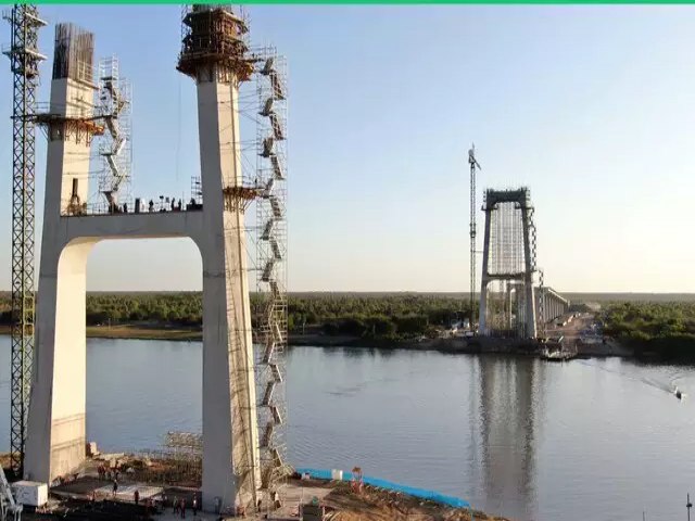 Obras avanam na Ponte Biocenica s margens do Rio Paraguai