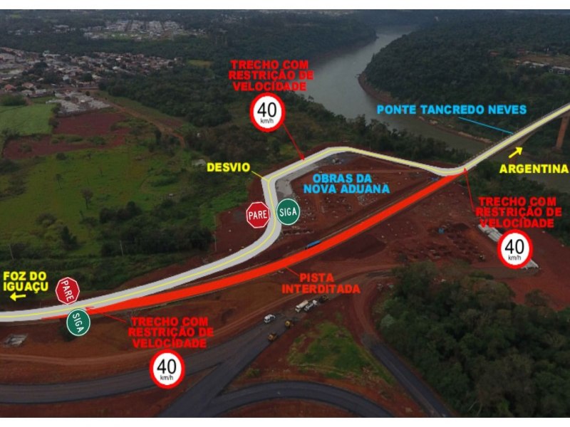 Ponte Tancredo Neves em Foz ter pare-e-siga no acesso a partir de quinta