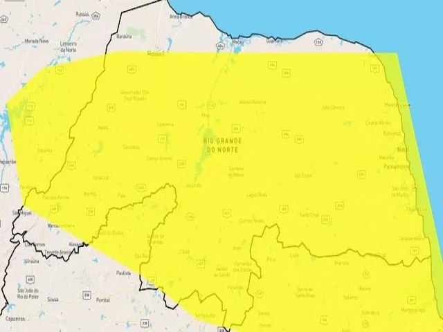 Inmet emite alerta de acumulado de chuvas para Natal e mais 156 cidades no RN