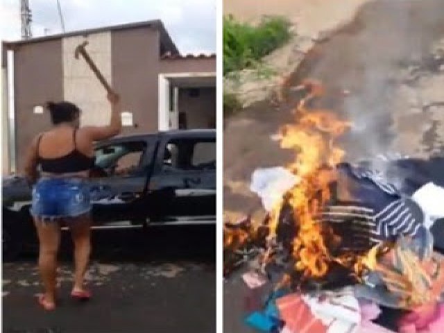 Mulher destri carro e queima roupas do marido aps descobrir traio