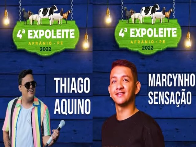 Thiago Aquino e Marcynho Sensao so as primeiras atraes confirmadas da 4 Expoleite de Afrnio