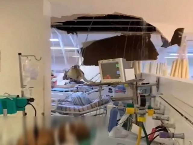 Forro do teto do Hospital da Restaurao cai e gua de cano estourado atinge pacientes da unidade de trauma
