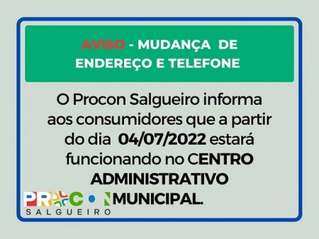Procon Salgueiro funcionar no Centro Administrativo Municipal a partir de julho