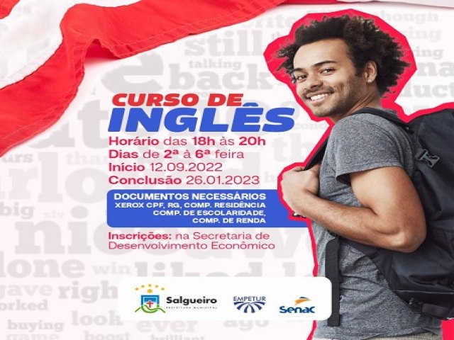Prefeitura de Salgueiro oferta Curso de Ingls em parceria com Empetur e Senac