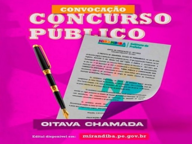Prefeitura de Mirandiba publica 8 convocao de concurso pblico realizado em 2021