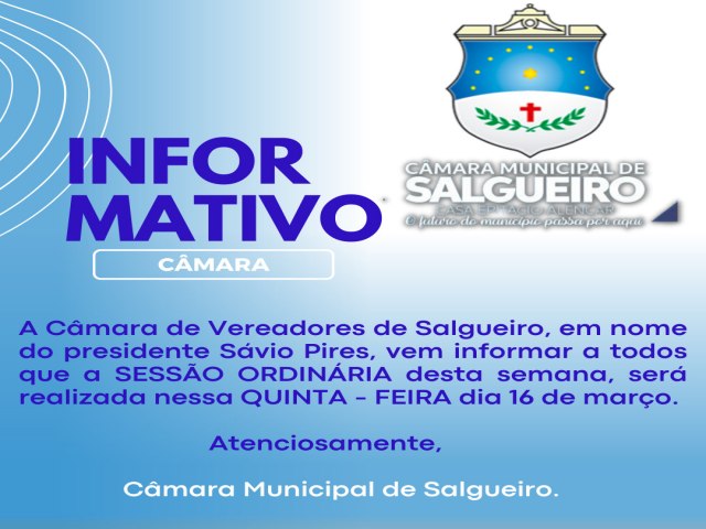 Cmara de vereadores de Salgueiro adia sesso Ordinria para est quinta-feira (16)