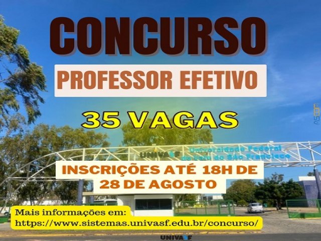 Univasf abre inscries de concurso pblico para professor efetivo com vagas em Salgueiro