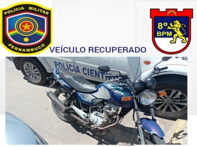 Moto furtada na zona rural de Salgueiro  recuperada na entrada da cidade