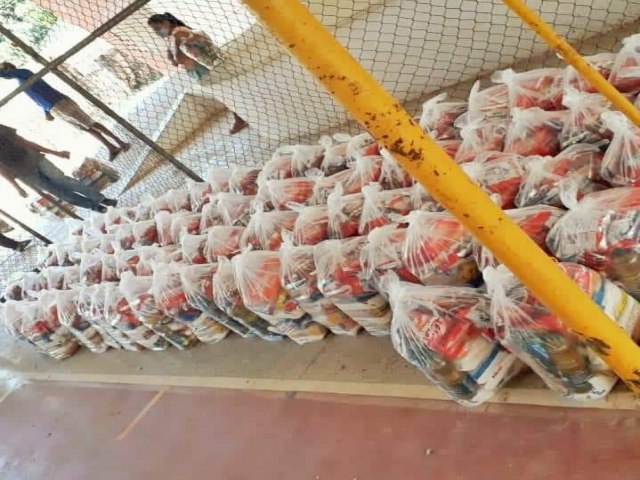 Cear-Mirim: entrega das cestas bsicas para os ambulantes e pescadores na praia de Muri e Jacum