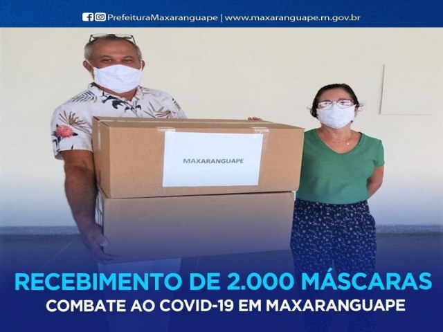 Maxaranguape: Secretaria de Turismo do RN enviou 2.000 mscaras para o enfrentamento ao COVID-19
