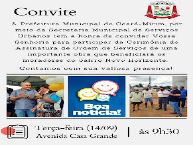 Prefeitura de Cear-Mirim vai urbanizar avenida central do Bairro Novo Horizonte