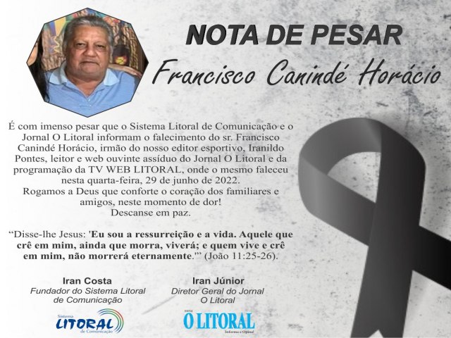 NOTA DE PESAR: Francisco Canind Horcio