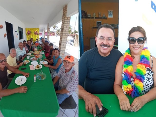 Ex-prefeito Amaro e a vereadora Albanita Saturnino abriram as portas de sua residência para receber amigos neste carnaval