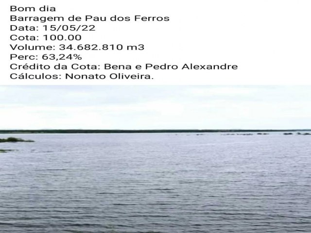 PAU DOS FERROS/RN: 15.05.2022 nvel da barragem