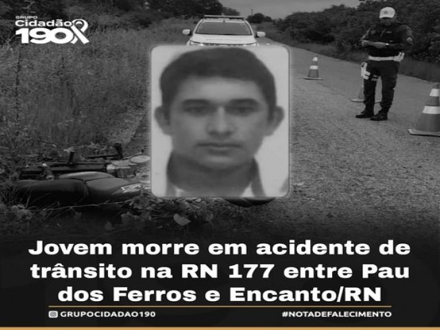Jovem morre em acidente de trnsito na RN 117 entre Pau dos Ferros e Encanto/RN