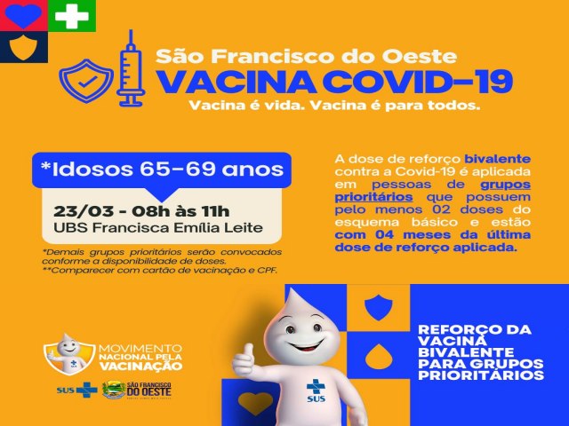 SO FRANCISCO DO OESTE/RN: confira a agenda de vacinao contra a Covid-19 nesta semana