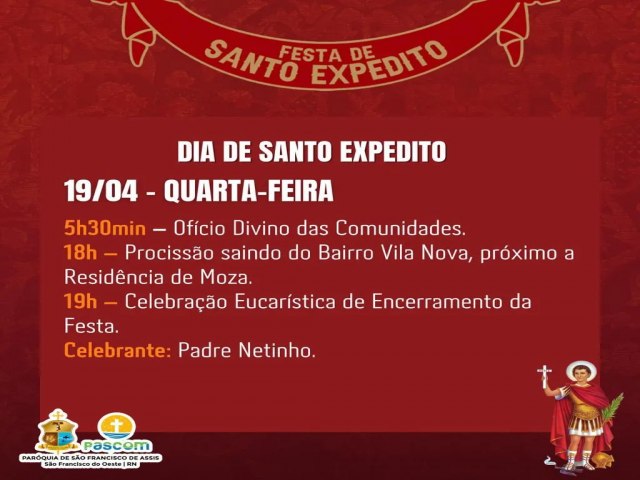 SO FRANCISCO DO OESTE/RN: Festa de Santo Expedito