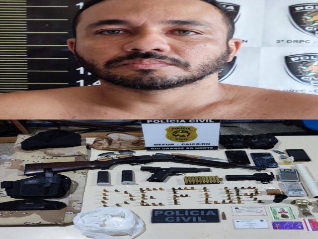 POLCIA CIVIL PRENDE LDER DE FACO LOCAL EM CAIC; HOMEM  INVESTIGADO POR ASSALTO E TRFICO DE DROGAS