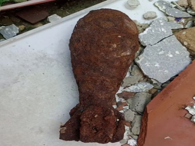 ARTEFATO EXPLOSIVO  ENCONTRADO DURANTE OBRA EM TERRENO DE PROJETO SOCIAL NA ZONA OESTE DE NATAL