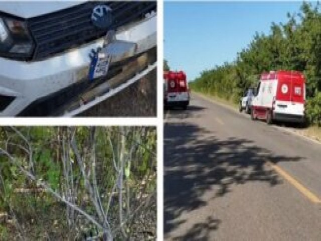 Duas pessoas ficam feridas durante acidente de trnsito na BR 405 na zona rural de Mossor