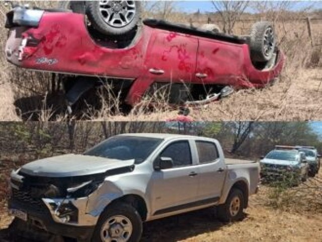 Criminosos roubam duas caminhonetes em Serra do Mel e na fuga se envolvem em acidentes. Um suspeito foi detido