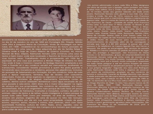 SO FRANCISCO DO OESTE/RN: biografia de Raimundo Nonato Leite (Raimundo Marinho)