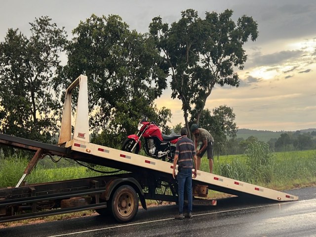 Motocicleta recuperada na cidade de Aragaras em 09/03 (sbado) pela equipe da DP de Jussara. O veculo havia sido furtado nesta cidade no dia 29/02/2024