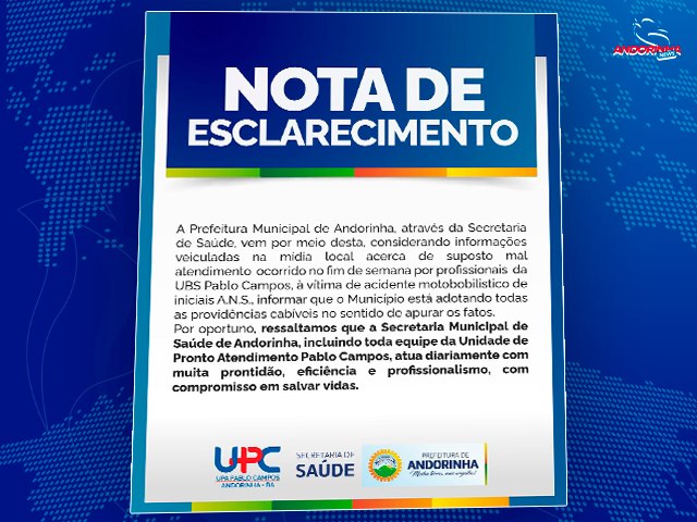 Prefeitura de Andorinha Emite Nota de Esclarecimento sobre Alegações de Mal Atendimento na UBS Pablo Campos