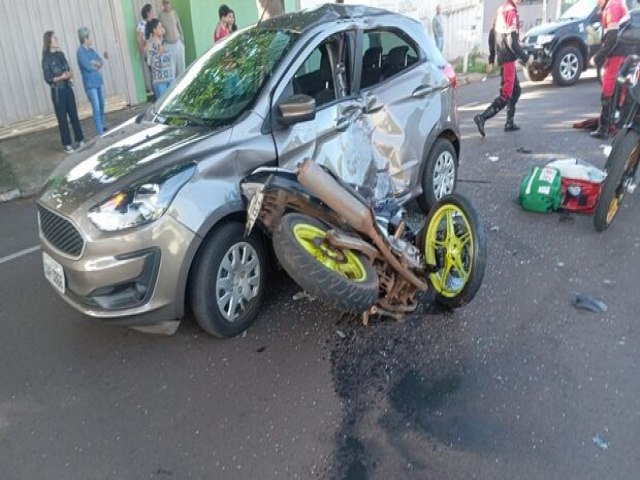 Acidente grave deixa motociclista entre a vida e a morte em Campo Grande (vdeo)