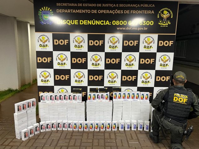 Mais de 500 mil reais em aparelhos de telefone celular são apreendidos pelo DOF em Dourados