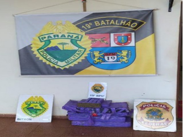 Polcia Federal, BPFron e 19 BPM realizam apreenso de drogas em Guara-PR