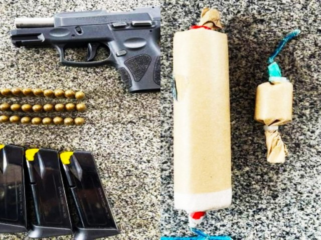 PRF apreende explosivos, pistola e munies em cabine de caminho