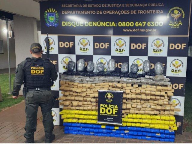 DOF apreende quase meia tonelada de drogas em terreno baldio em Dourados 