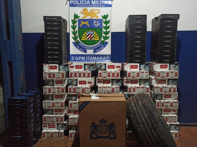 Polcia Militar do Distrito de Nova Itamarati apreende veculo com produtos de contrabando e descaminho