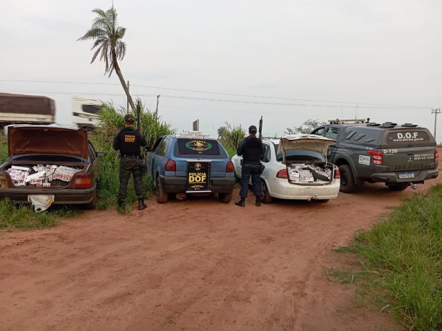 DOF apreende em Maracaju trs carros carregados com pneus e cigarros