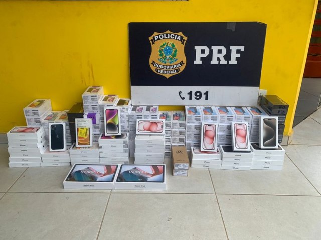 PRF apreende 148 celulares transportados ilegalmente em Guara/TO