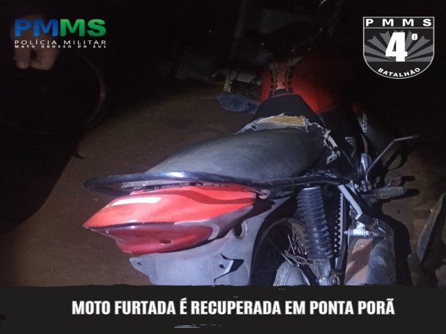 Moto furtada  recuperada em Ponta Por Ponta Por, 7 de janeiro de 2024