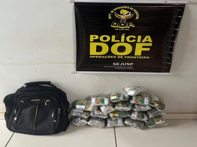 Droga que seguia em veculo de aplicativo para Campo Grande  apreendida pelo DOF em Maracaju 