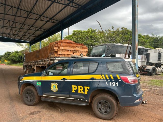 PRF apreende cerca de 23 m de madeira transportados ilegalmente em Luzinpolis/TO
