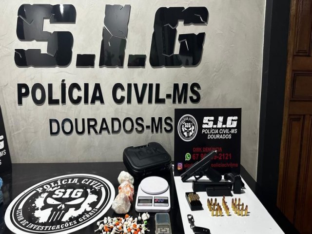 Polcia Civil prende traficante e apreende drogas e arma de fogo em Dourados
