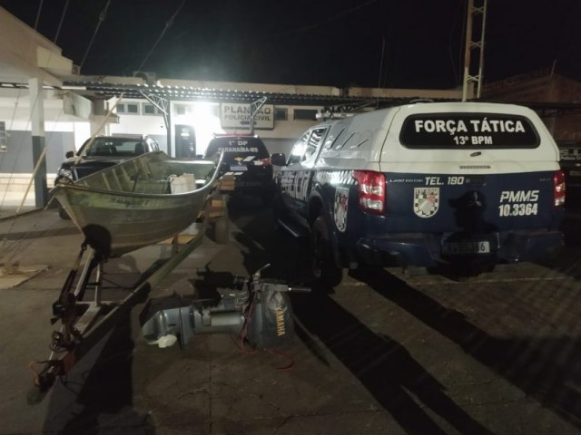 Polcia Militar recupera barco e motor furtado e prende receptador em Paranaba