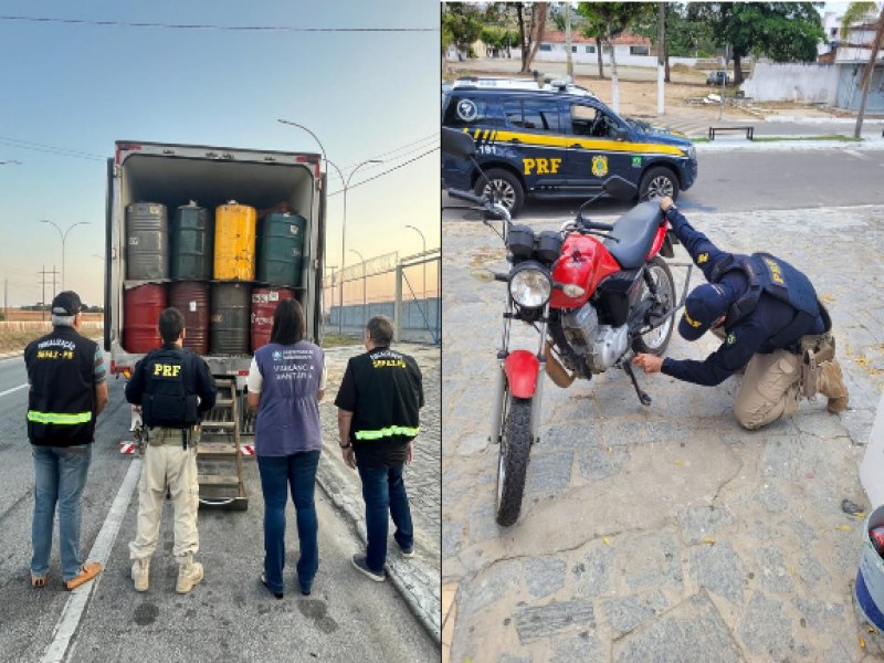 Motocicleta adulterada e carga de pasta de caju sem nota fiscal so apreendidas pela PRF na Paraba