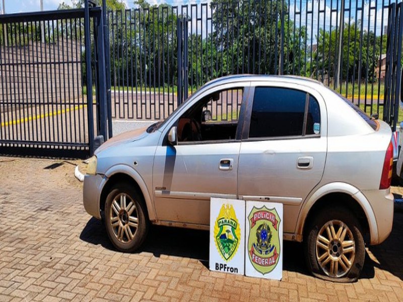 PF e BPFRON apreendem veculo preparado para o contrabando