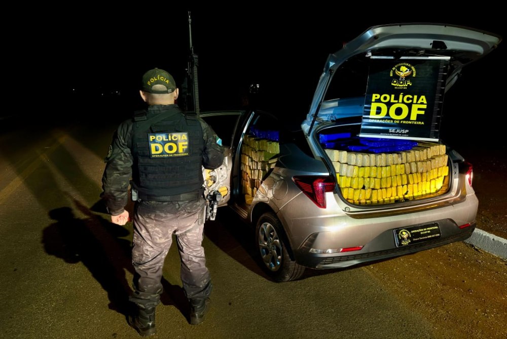 DOF apreende HB20 roubado com mais de mil quilos de drogas em Dourados 