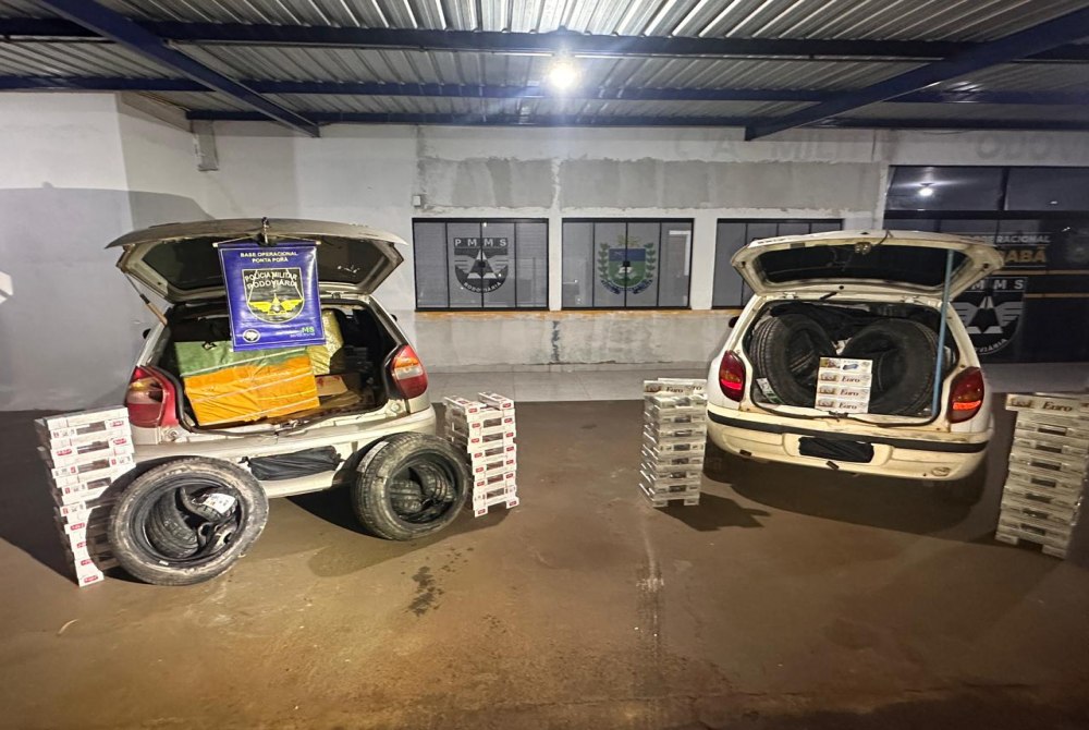 BPMRv apreende carga de cigarros, pneus e mercadorias durante Opera��o Protetor na MS-164