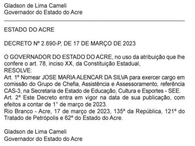 Grupo do Deda emplaca mais um manciolimense no governo