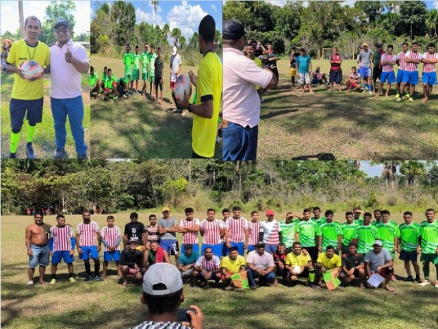 Torneio de futebol  realizado em comunidades ribeirinhas com apoio de empresrio do Acre