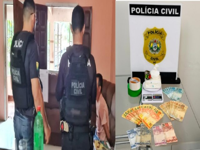 Ao cumprir mandado de priso, Polcia Civil encontra variedade de entorpecentes com traficante em Cruzeiro do Sul